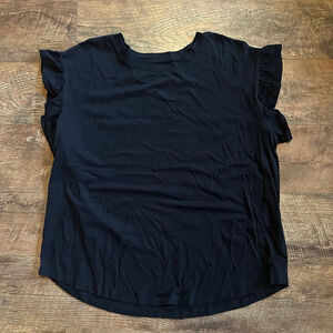 Women's Crown & Ivy Black Ruffle Sleeve Top Size 1X